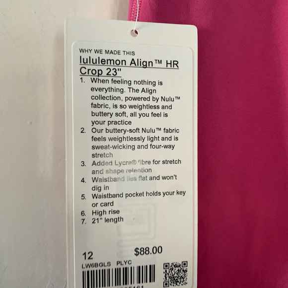 Lululemon align HR crop 23” pink lychee size 12 - Picture 2 of 4